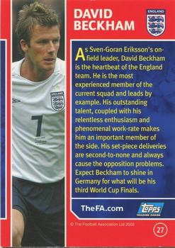 2005 Topps England #27 David Beckham Back