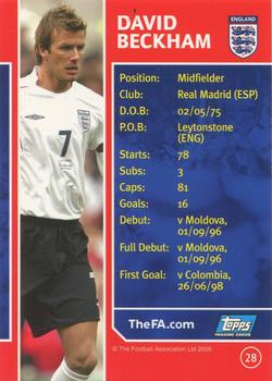 2005 Topps England #28 David Beckham Back