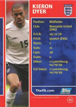 2005 Topps England #45 Kieron Dyer Back