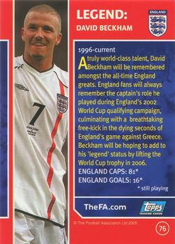 2005 Topps England #76 David Beckham Back