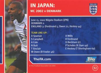 2005 Topps England #92 v Denmark 3-0 Back