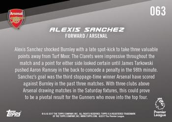 2017-18 Topps Now Premier League #63 Alexis Sanchez Back