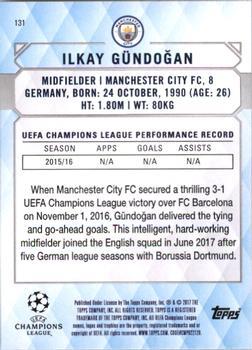 2017 Topps UEFA Champions League Showcase - Orange #131 Ilkay Gundogan Back