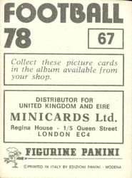 1977-78 Panini Football 78 (UK) #67 Tom Ritchie Back