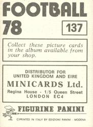 1977-78 Panini Football 78 (UK) #137 Bob Latchford Back