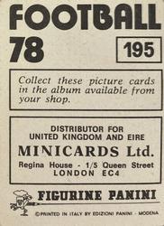 1977-78 Panini Football 78 (UK) #195 Ray Clemence Back