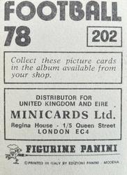 1977-78 Panini Football 78 (UK) #202 Ray Kennedy Back