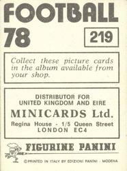 1977-78 Panini Football 78 (UK) #219 Peter Barnes Back