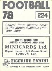 1977-78 Panini Football 78 (UK) #224 Dennis Tueart Back