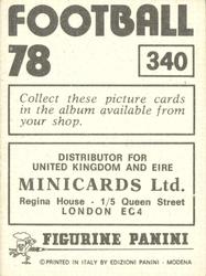 1977-78 Panini Football 78 (UK) #340 Alistair Brown Back