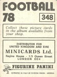 1977-78 Panini Football 78 (UK) #348 Mervyn Day Back