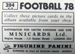 1977-78 Panini Football 78 (UK) #394 Badge Back