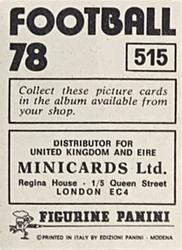 1977-78 Panini Football 78 (UK) #515 Denis McQuade Back