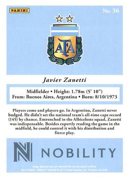 2017 Panini Nobility #36 Javier Zanetti Back