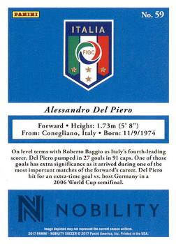 2017 Panini Nobility #59 Alessandro Del Piero Back