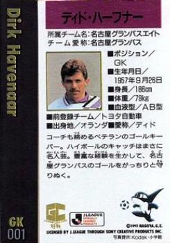 1993-94 J.League Gold #1 Dido Havenaar Back