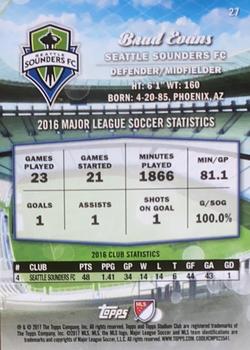 2017 Stadium Club MLS - Gold #27 Brad Evans Back