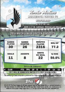 2017 Stadium Club MLS - Autographs #81 Kevin Molino Back