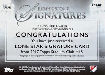 2017 Stadium Club MLS - Lone Star Signatures #LSS-BF Benny Feilhaber Back