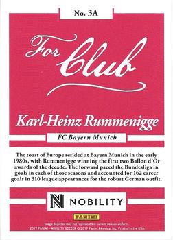 2017 Panini Nobility - For Club And Country #3A Karl-Heinz Rummenigge Back