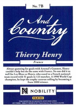 2017 Panini Nobility - For Club And Country #7B Thierry Henry Back