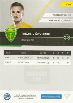2017-18 SportZoo Futbalové Slovensko #S006 Michal Skvarka Back