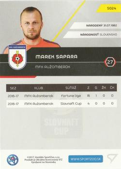 2017-18 SportZoo Futbalové Slovensko #S024 Marek Sapara Back