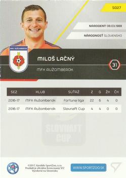 2017-18 SportZoo Futbalové Slovensko #S027 Milos Lacny Back