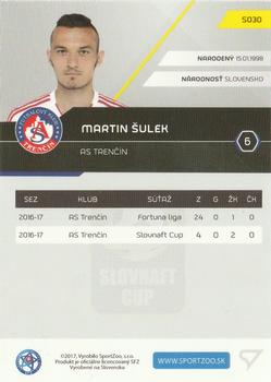 2017-18 SportZoo Futbalové Slovensko #S030 Martin Sulek Back