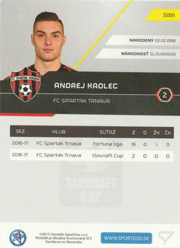 2017-18 SportZoo Futbalové Slovensko #S051 Andrej Kadlec Back