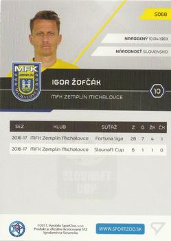 2017-18 SportZoo Futbalové Slovensko #S068 Igor Zofcak Back