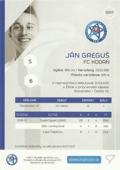 2017-18 SportZoo Futbalové Slovensko - Slovenski Sokoli #SO17 Jan Gregus Back
