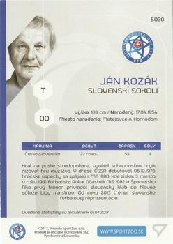 2017-18 SportZoo Futbalové Slovensko - Slovenski Sokoli #SO30 Jan Kozak Back