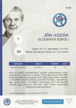 2017-18 SportZoo Futbalové Slovensko - Slovenski Sokoli - Zlata Edicia #SZ30 Jan Kozak Back