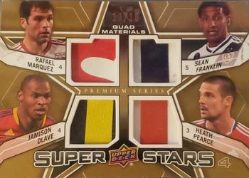 2012 Upper Deck MLS - Super Stars Quad Materials Premium Series #SS-DEF Rafael Marquez / Sean Franklin / Jamison Olave / Heath Pearce Front