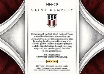 2017-18 Panini Immaculate Collection - Modern Marks Platinum #MM-CD Clint Dempsey Back