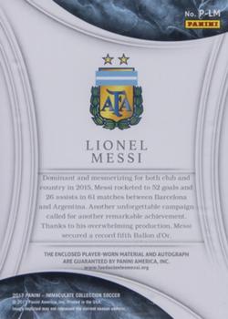 2017-18 Panini Immaculate Collection - Patch Autographs #P-LM Lionel Messi Back
