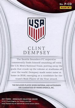 2017-18 Panini Immaculate Collection - Patch Autographs Bronze #P-CD Clint Dempsey Back