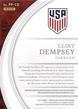 2017-18 Panini Immaculate Collection - Premium Patch Autographs Bronze #PP-CD Clint Dempsey Back