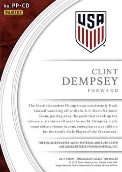 2017-18 Panini Immaculate Collection - Premium Patch Autographs Platinum #PP-CD Clint Dempsey Back