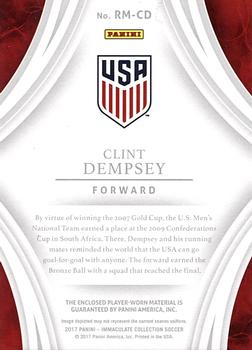 2017-18 Panini Immaculate Collection - Remarkable Memorabilia Gold #RM-CD Clint Dempsey Back