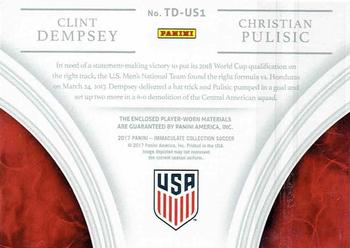 2017-18 Panini Immaculate Collection - Team Doubles #TD-US1 Clint Dempsey / Christian Pulisic Back