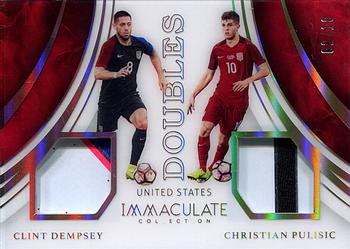 2017-18 Panini Immaculate Collection - Team Doubles Gold #TD-US1 Clint Dempsey / Christian Pulisic Front