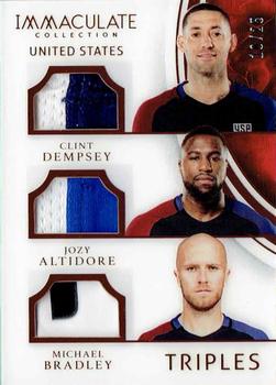 2017-18 Panini Immaculate Collection - Team Triples Bronze #TT-US1 Clint Dempsey / Jozy Altidore / Michael Bradley Front
