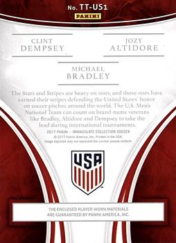 2017-18 Panini Immaculate Collection - Team Triples Gold #TT-US1 Clint Dempsey / Jozy Altidore / Michael Bradley Back
