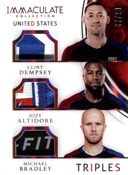 2017-18 Panini Immaculate Collection - Team Triples Gold #TT-US1 Clint Dempsey / Jozy Altidore / Michael Bradley Front