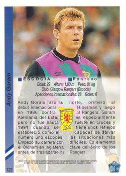 1993 Upper Deck World Cup Preview Adams Gum #122 Andy Goram Back