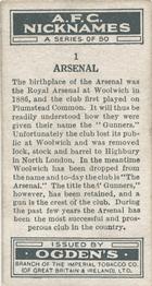 1933 Ogden’s Cigarettes AFC Nicknames #1 Arsenal Back