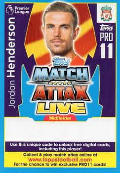 2017-18 Topps Match Attax Premier League - Pro 11 Match Attax Live code cards #PL18-CIPR15 Jordan Henderson Front