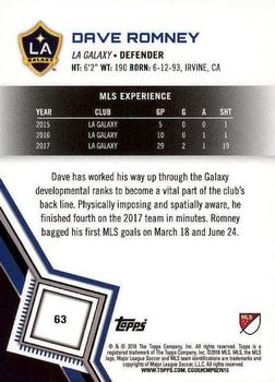 2018 Topps MLS #63 Dave Romney Back